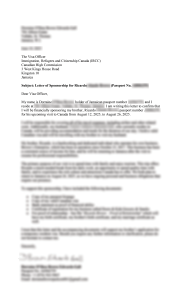 Ricardo - Sponsorship Letter